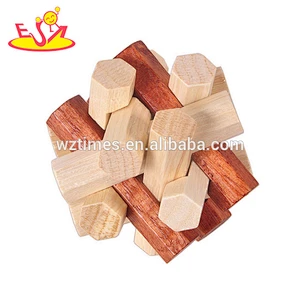 Wholesale best sale customized Luban lock wooden puzzle lock toy to anti stress W11C032