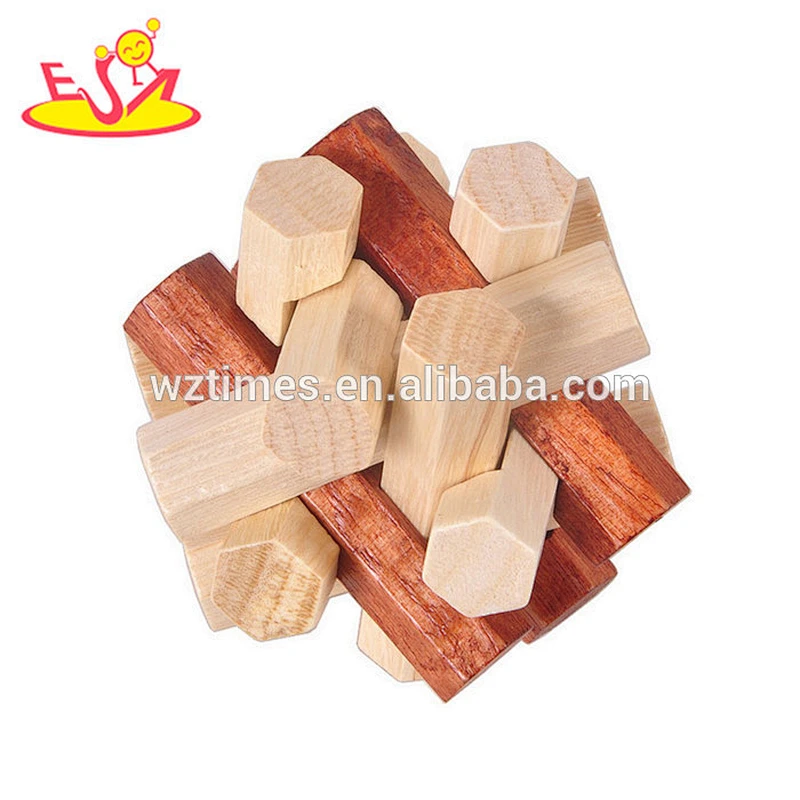 Wholesale best sale customized Luban lock wooden puzzle lock toy to anti stress W11C032