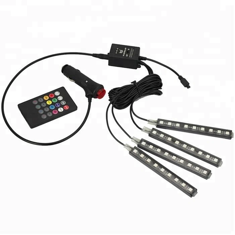 12V Auto Car Led decoration bulb Sigar Switch 9SMD 5050 RGB Music Bluetooh Control RGB Interior Atmosphere Light Strip Kit