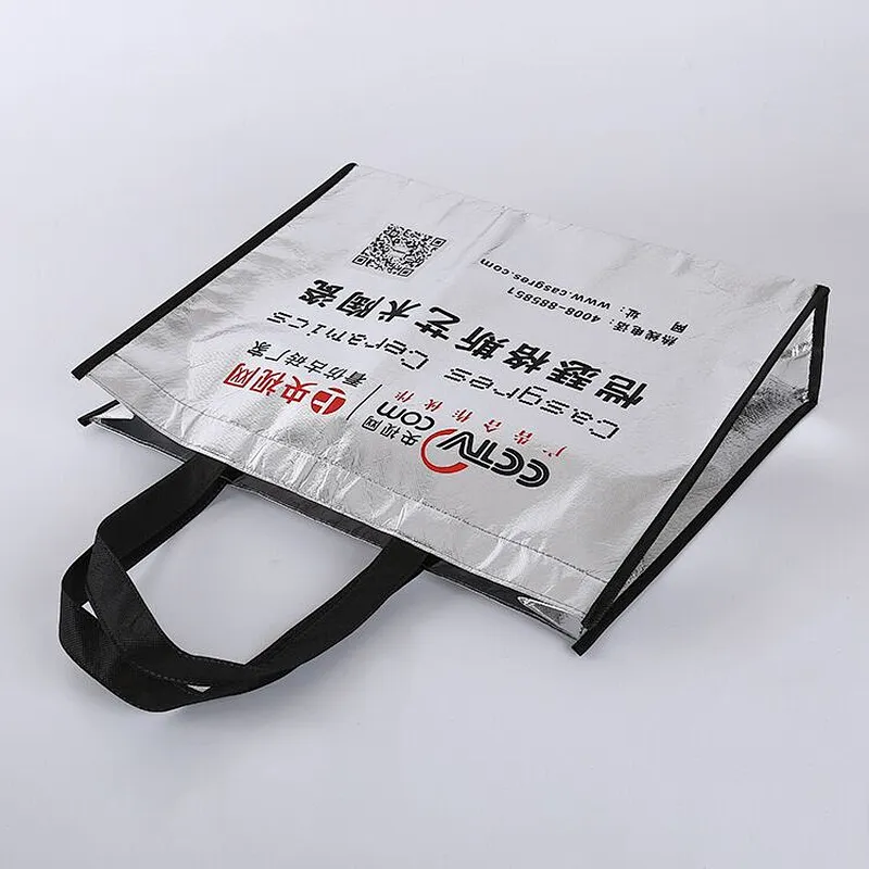 Custom wholesale silver carry shopping bag non-woven