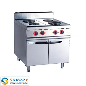 Commercial floor type cooking group 4 round electric hot plates cooker with cabinet for sale