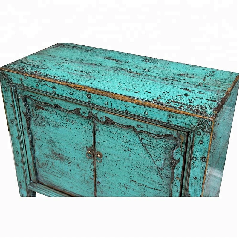 chinese antique distressed lacquered wooden beside cabinet mongolian furniture