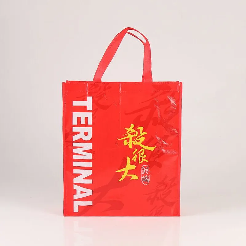 Custom wholesale red color nonwoven bag can stand for shopping clothes packaging