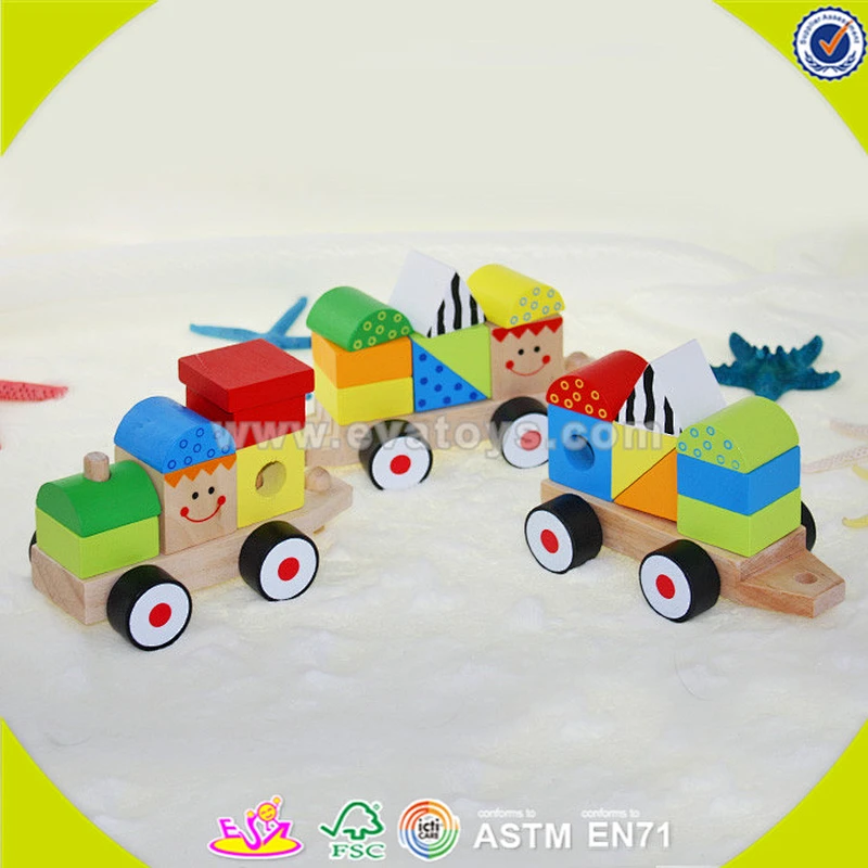 wholesale top sale multifunction pulling train toy stylish wooden pull train toys W05C008