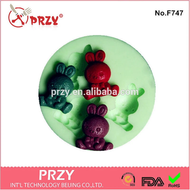 f747 przy fondant Little rabbit silicone cake mold