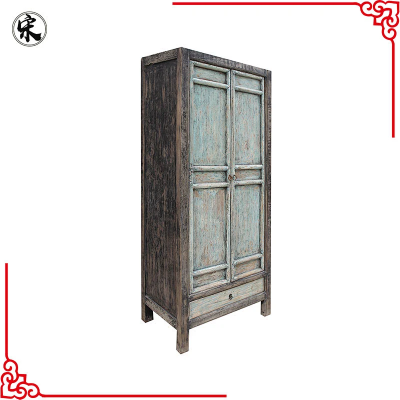 wholesale hotsale chinese oriental vintage distressed shabby chic old door new frame wardrobe, bedroom furniture