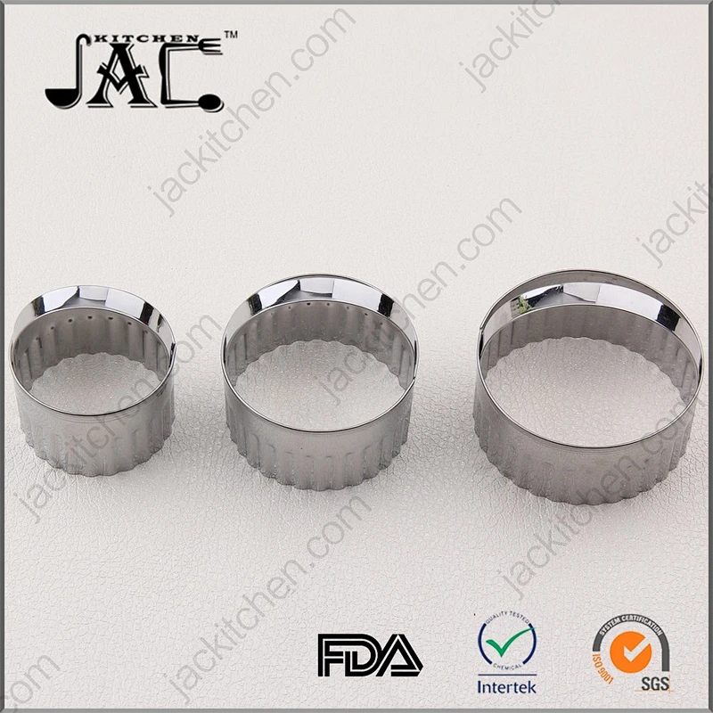 Food Quality 3 Pieces Reusable Stainless Steel Biscuit Cutter