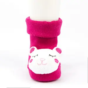 Autumn Winter wholesale kids manufacturers Newborn non slip floor lovely cartoon cat bear coral velvet Baby shoe Socks