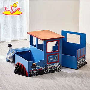 2018 Wholesale gorgeous design toys wooden table and chair set kids with wheels W08G242