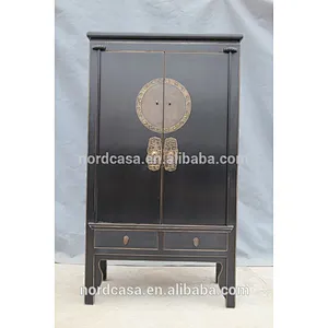 Red or Black chinese wedding tall antique cabinet in reclaimed wood with antique style chinese wardrobes of antique furniture