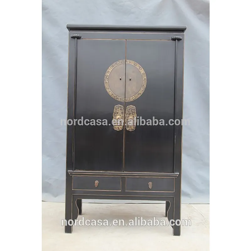 Red or Black chinese wedding tall antique cabinet in reclaimed wood with antique style chinese wardrobes of antique furniture