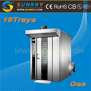 China Supplier Full Automatic Gas 16 Trays Baking Loaf Bread Rotary Rack Oven for Food Production