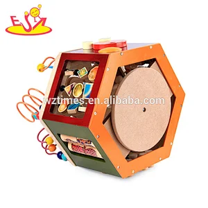 Wholesale fashion popular six sided wooden activity cube toy for children W11B160