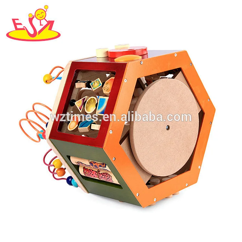 Wholesale fashion popular six sided wooden activity cube toy for children W11B160