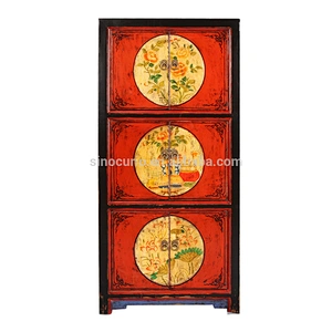 Chinese Antique Beijing Furniture Living Room Wood Painted Cabinet