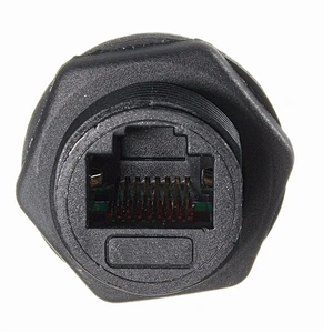 IP67 Front Panel Mounted Male Female Waterproof RJ45 Connector with Ethernet Cable
