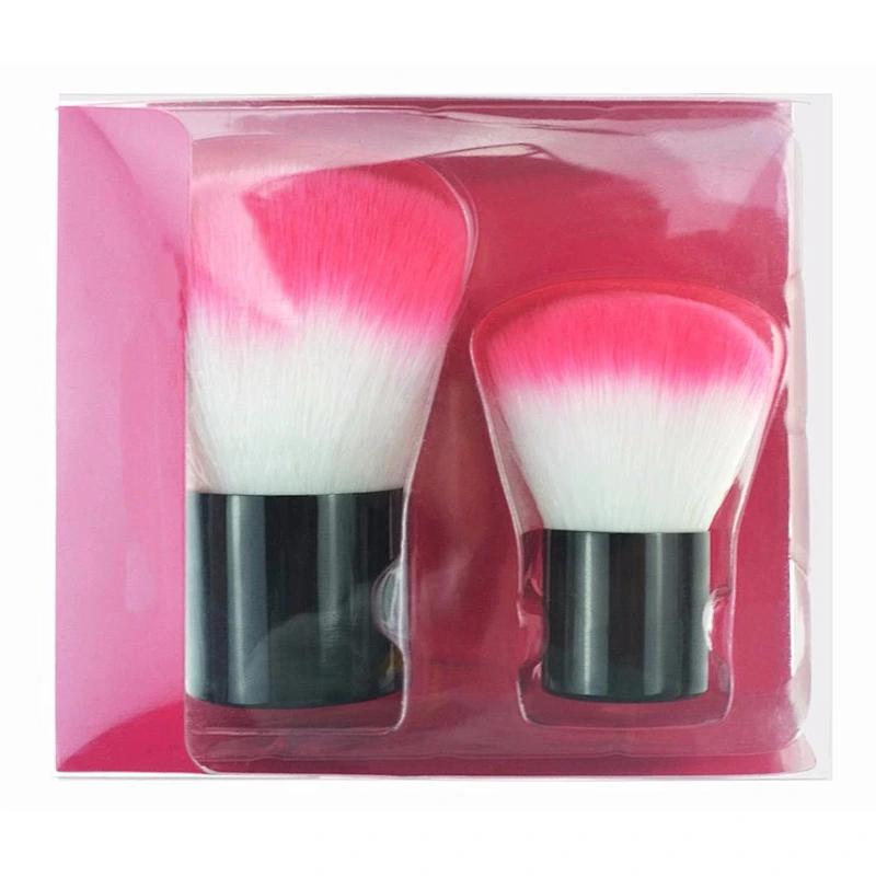 Wholesale cosmetics tools makeup brush 2pcs kabuki brush set with pvc case