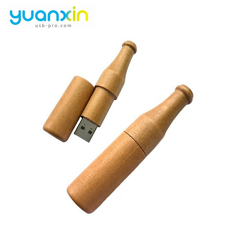 Wine bottle shape wholesale china cheap wood usb stick