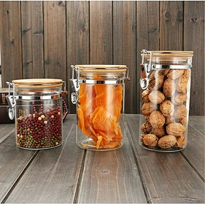 Airtight Glass Jar with Stainless Steel Clip Lid for Food Storage Glass Pickle Jar
