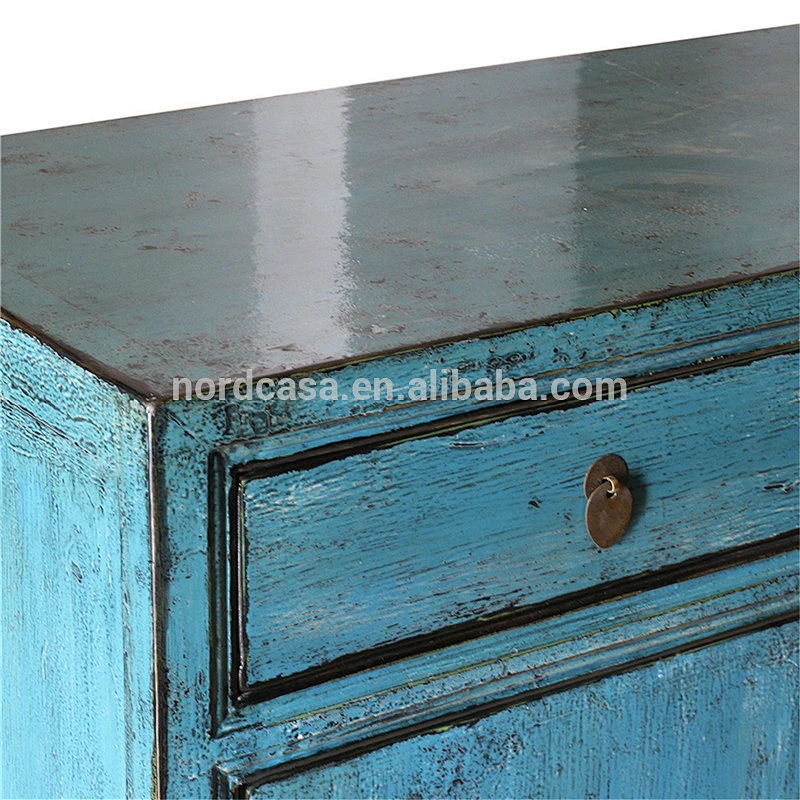 Two door Two drawer shiny blue cabinet chinese sideboard antique furniture cabinet