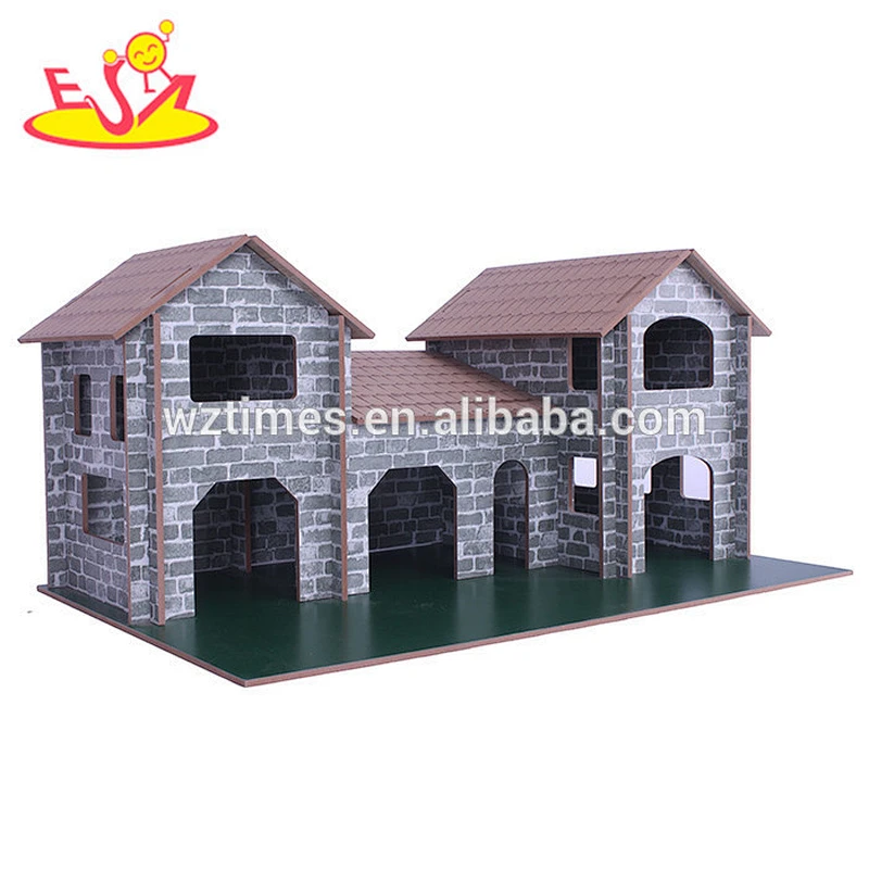 wholesale new fashion children wooden play house hot sale wooden play house W06A124