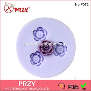 Three flowers silicone fondant mold