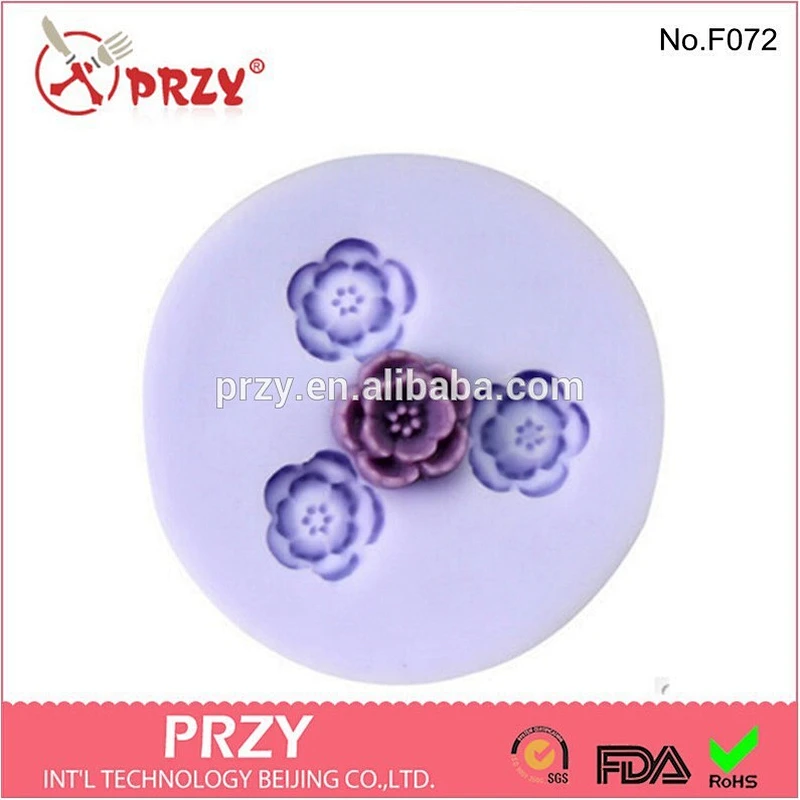 Three flowers silicone fondant mold