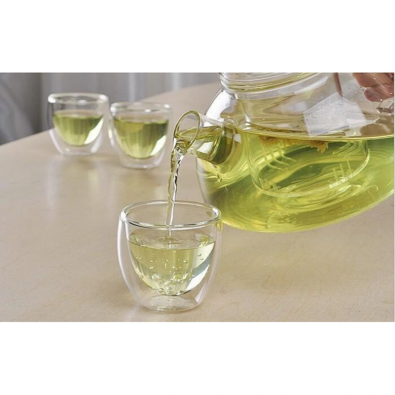 Double-deck clear glass tea cup beer cup 3oz for ice water