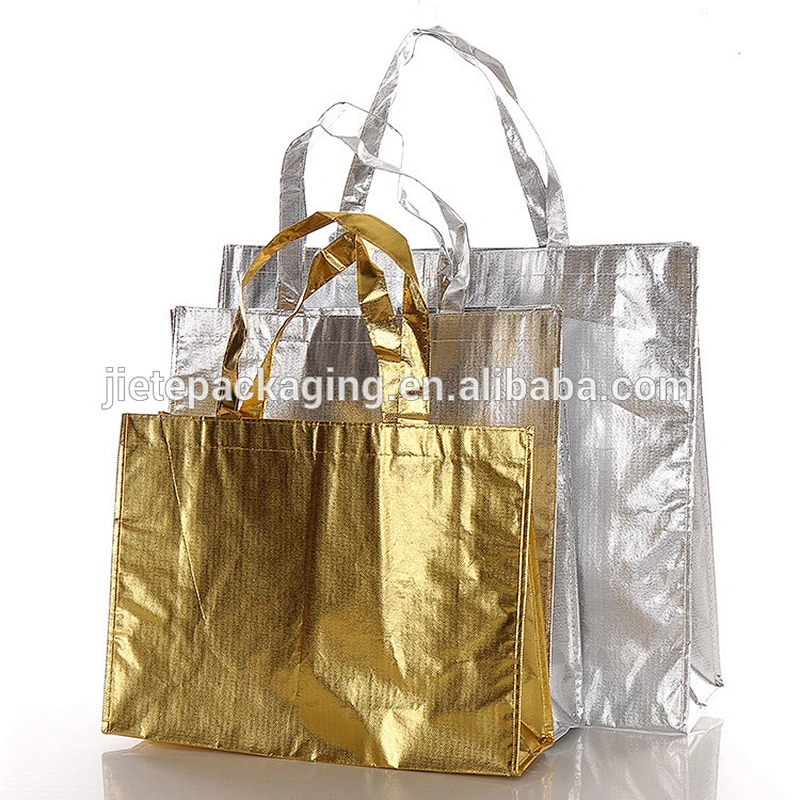 new products custom recycled non woven gold gift shopping bag with handle