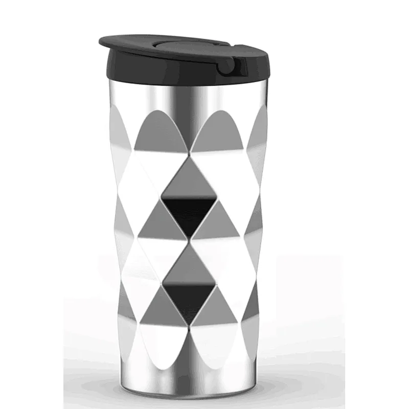 Novel Style Vacuum Cup Diamond Pattern Car Cup Stainless Steel Vacuum Flask Coffee Cup Easy to Take