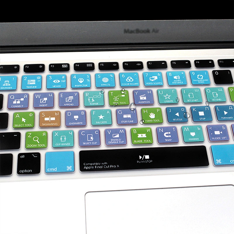 China Factory Dust-proof Final Cut Pro X Functional Silicone Russian Laptop Keyboard Protective Film For Macbook Air Skin