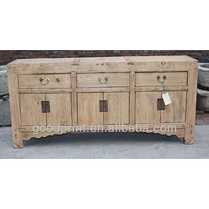 Chinese Antique Elm Long Sideboard Cabinet Asian Furniture