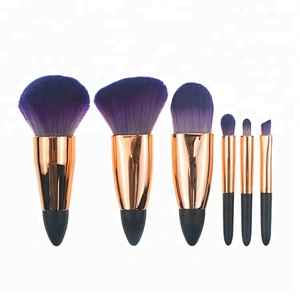 Wholesale 6pcs beauty makeup brushes soft purple hair portable foundation makeup brush sets