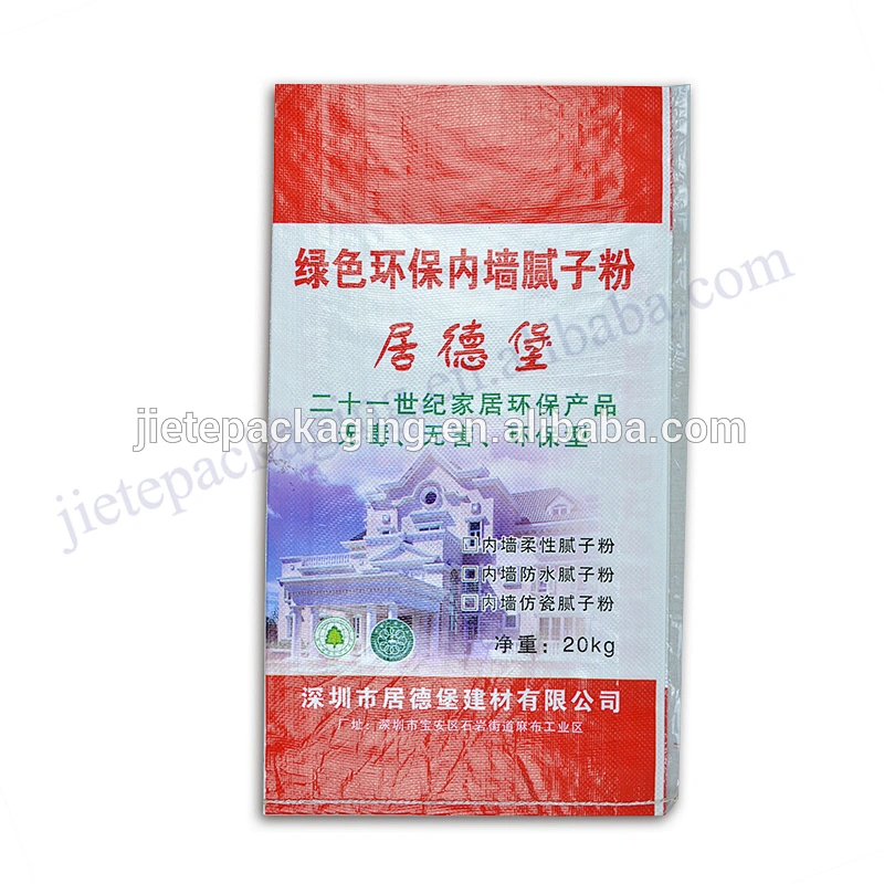 Bopp laminated 20kg pp woven cement bag for wall putty powder,mortar,lime,tile adhesive