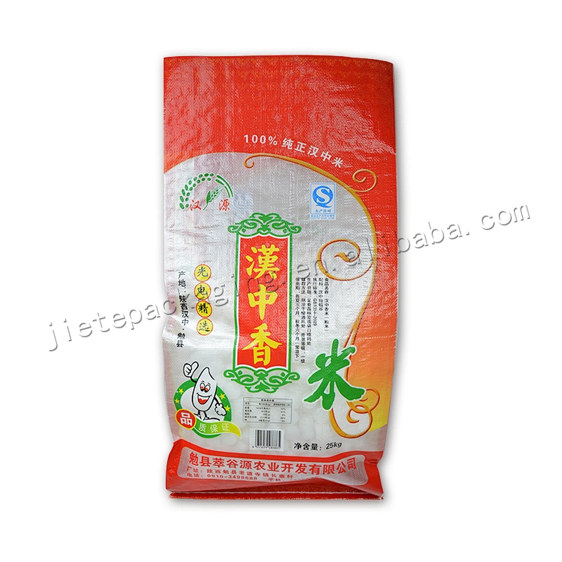 Red moisture proof laminated pp woven rice bag 25kg for grain,flour,bean,feed