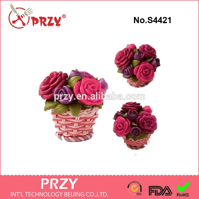 S4421 rose in the baket soap mold,3d silicone soap mold,silicone mold for soap