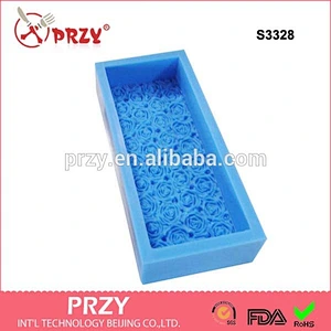 S3328 PRZY rose toast handmade soap mold rose flower rectangle handmade loaf mold for sell