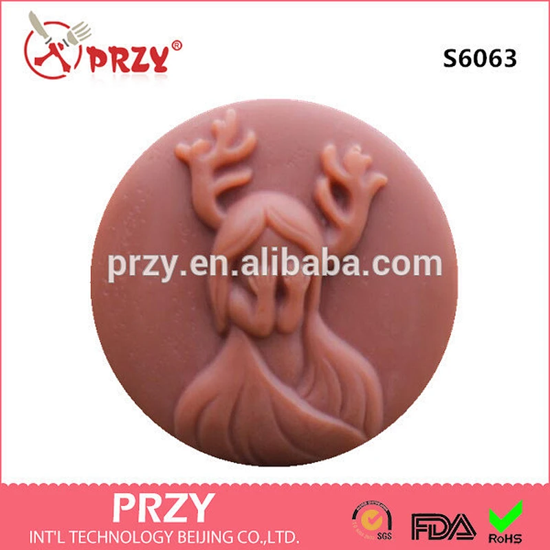 Round shape girl character silicone mold handmade soap mold