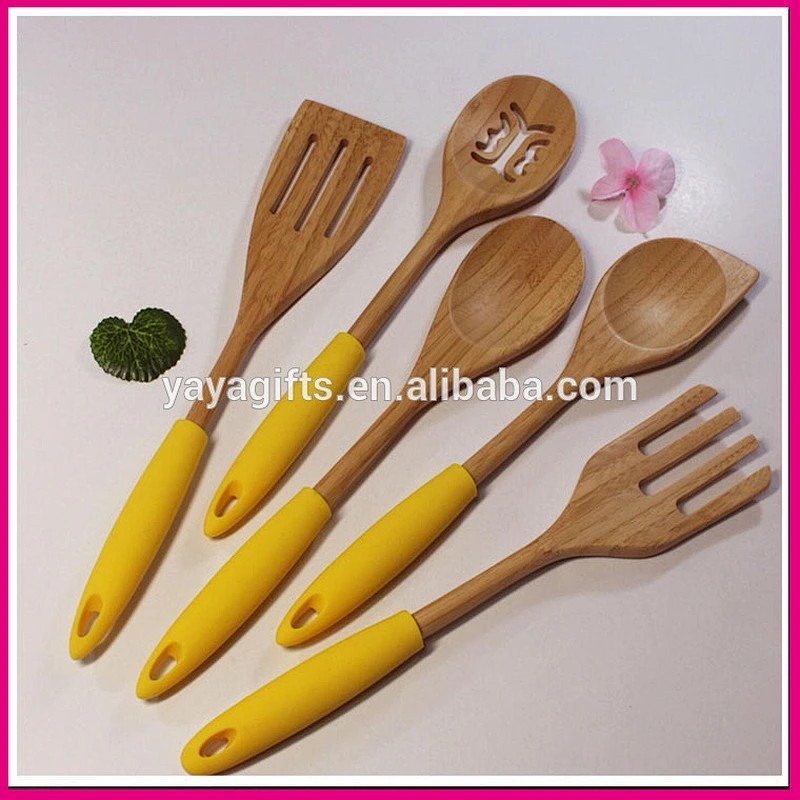 wooden spoon with silicon handle