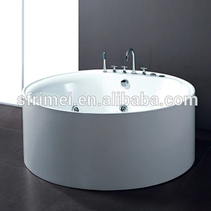 Simple Classic Thick Acrylic Soaking Bathtub Round Freestanding Bathtub