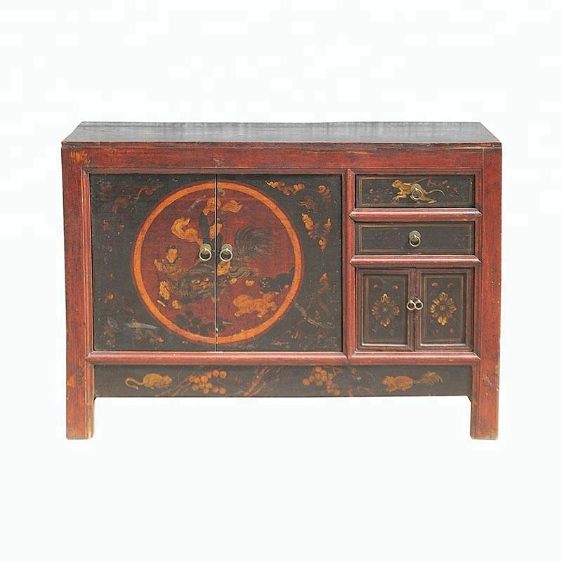 chinese antique lacquered drawer storage buffet cabinet furniture
