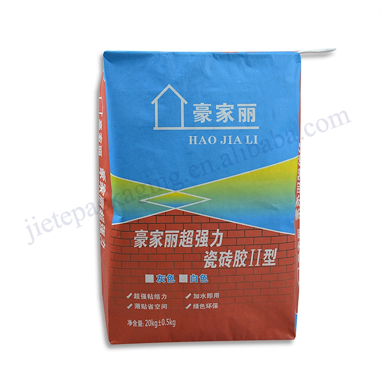 Customized stand up multilayer kraft paper 20kg cement packaging bag for mortar,tile adhesive,asphalt