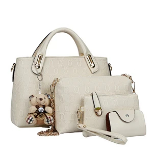 Custom Design Fashion Cork Fabric Handbags Wholesale 4pcs Handbag Set