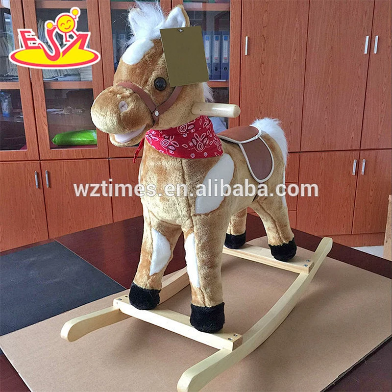 2018 New design horse sound wooden rocking horse for baby top fashion wooden rocking horse for baby W16D091