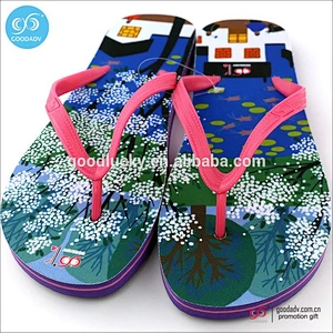 Men's flip flop Retro oil painting personalized men footwear sandal shoes China styles