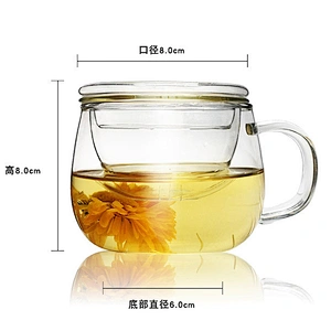 China Supplier Hot Sale Borosilicate Glass Pot 300ml Handmade Heat-resistant Glass Tea Pot Customized Logo Tea Pot with Infuser