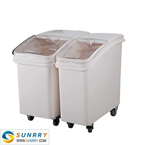 White flour kitchen plastic garbage trash bin with wheels made of PP/PC