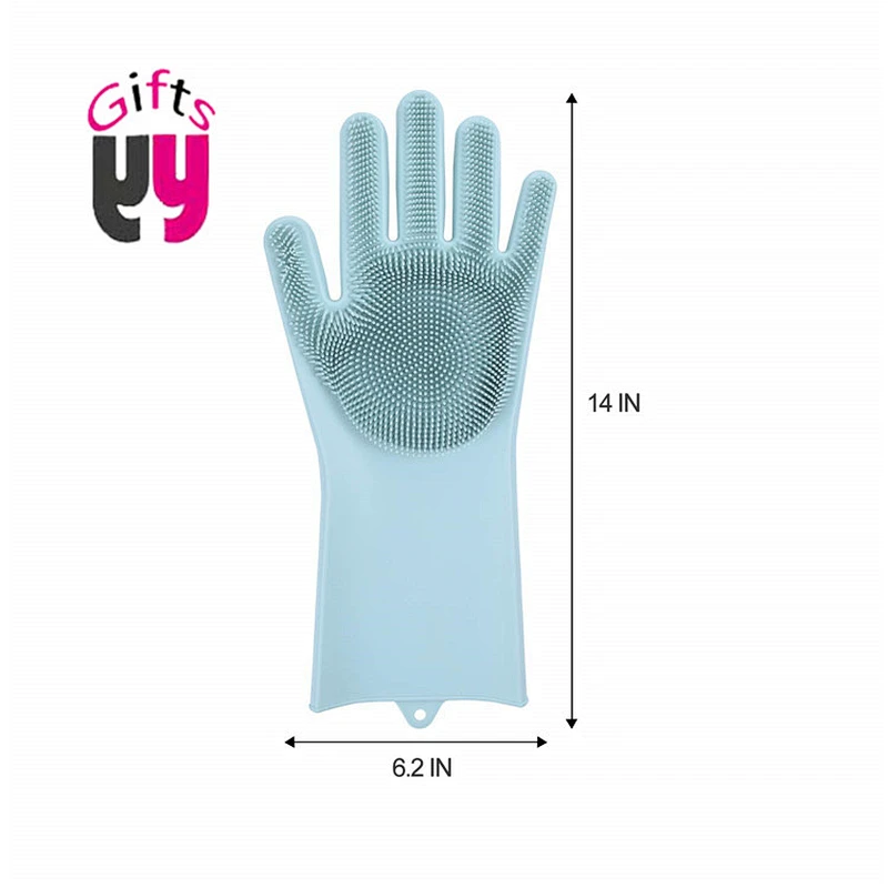 Silicone Cleaning Brush Scrubber Gloves for Dishwashing, Cleaning, Pet Hair Care