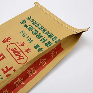 Accept custom kraft paper bag for cement, ceramic tile, putty powder pack 50 kg