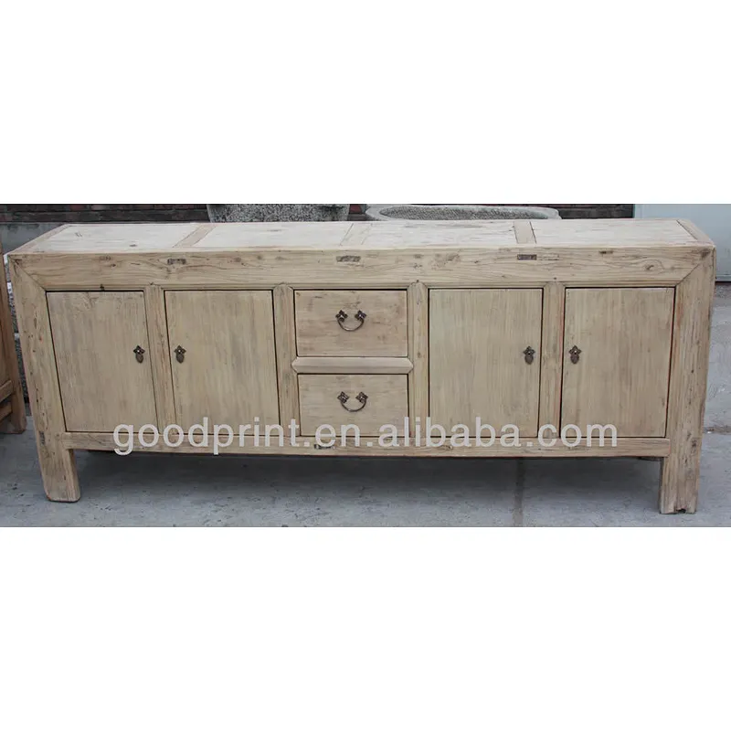Chinese Antique Elm Long Sideboard Cabinet Asian Furniture